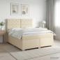 Preview: ARDEBO.de - Boxspringbett mit Matratze Creme 160 x 200 cm Stoff