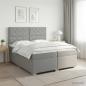 Preview: ARDEBO.de - Boxspringbett mit Matratze Hellgrau 200 x 200 cm Stoff