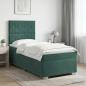 Preview: ARDEBO.de - Boxspringbett mit Matratze Dunkelgrün 100 x 200 cm Samt