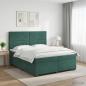 Preview: ARDEBO.de - Boxspringbett mit Matratze Dunkelgrün 140 x 190 cm Samt