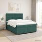 Preview: ARDEBO.de - Boxspringbett mit Matratze Dunkelgrün 140 x 200 cm Samt
