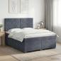 Preview: ARDEBO.de - Boxspringbett mit Matratze Dunkelgrau 180 x 200 cm Samt