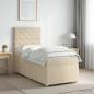 Preview: ARDEBO.de - Boxspringbett mit Matratze mit Kopfteil Creme 90 x 190 cm Stoff