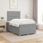Preview: ARDEBO.de - Boxspringbett mit Matratze Hellgrau 120 x 200 cm Stoff