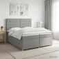 Preview: ARDEBO.de - Boxspringbett mit Matratze Hellgrau 200 x 200 cm Stoff