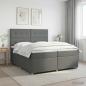 Preview: ARDEBO.de - Boxspringbett mit Matratze Dunkelgrau 200 x 200 cm Stoff