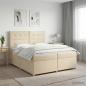 Preview: ARDEBO.de - Boxspringbett mit Matratze Creme 200 x 200 cm Stoff