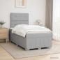 Preview: ARDEBO.de - Boxspringbett mit Matratze Hellgrau 120 x 190 cm Stoff