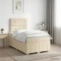 Preview: ARDEBO.de - Boxspringbett mit Matratze Creme 120 x 190 cm Stoff