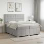 Preview: ARDEBO.de - Boxspringbett mit Matratze Hellgrau 200 x 200 cm Stoff