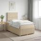 Preview: ARDEBO.de - Boxspringbett mit Matratze Creme 120 x 190 cm Stoff
