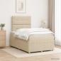 Preview: ARDEBO.de - Boxspringbett mit Matratze Creme 120 x 200 cm Stoff