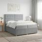 Preview: ARDEBO.de - Boxspringbett mit Matratze Hellgrau 200 x 200 cm Stoff