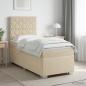 Preview: ARDEBO.de - Boxspringbett mit Matratze mit Kopfteil Creme 90 x 200 cm Stoff