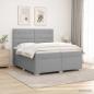 Preview: Boxspringbett mit Matratze Hellgrau 200 x 200 cm Stoff