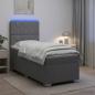 Preview: ARDEBO.de - Boxspringbett mit Matratze und LED Hellgrau 90 x 190 cm Stoff
