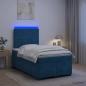 Preview: ARDEBO.de - Boxspringbett mit Matratze mit Kopfteil Blau 120 x 190 cm Samt