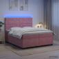 Preview: Boxspringbett mit Matratze mit Kopfteil Rosa 200 x 200 cm Samt