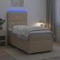 Preview: ARDEBO.de - Boxspringbett mit Matratze mit Kopfteil Creme 90 x 190 cm Stoff