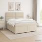 Preview: ARDEBO.de - Boxspringbett mit Matratze Creme 160 x 200 cm Stoff
