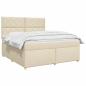 Preview: Boxspringbett mit Matratze Creme 160 x 200 cm Stoff
