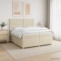 Preview: Boxspringbett mit Matratze Creme 200 x 200 cm Stoff