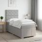 Preview: LED Boxspringbett mit Matratze Hellgrau 90 x 200 cm Stoff