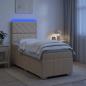 Preview: ARDEBO.de - LED Boxspringbett mit Matratze Creme 90 x 200 cm Stoff