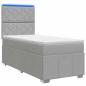 Preview: LED Boxspringbett mit Matratze Hellgrau 100 x 200 cm Stoff