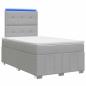 Preview: LED Boxspringbett mit Matratze Hellgrau 120 x 190 cm Stoff