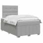 Preview: LED Boxspringbett mit Matratze Hellgrau 120 x 190 cm Stoff