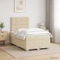 Preview: LED Boxspringbett mit Matratze Creme 120 x 190 cm Stoff