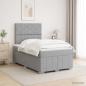 Preview: ARDEBO.de - LED Boxspringbett mit Matratze Hellgrau 120 x 190 cm Stoff