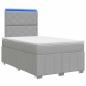 Preview: LED Boxspringbett mit Matratze Hellgrau 120 x 190 cm Stoff