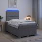 Preview: LED Boxspringbett mit Matratze Hellgrau 120 x 190 cm Stoff
