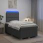 Preview: LED Boxspringbett mit Matratze Dunkelgrau 120 x 190 cm Stoff