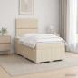 Preview: ARDEBO.de - LED Boxspringbett mit Matratze Creme 120 x 190 cm Stoff