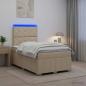 Preview: LED Boxspringbett mit Matratze Creme 120 x 190 cm Stoff