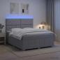 Preview: ARDEBO.de - LED Boxspringbett mit Matratze Hellgrau 140 x 200 cm Stoff