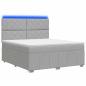 Preview: LED Boxspringbett mit Matratze Hellgrau 140 x 200 cm Stoff
