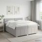 Preview: ARDEBO.de - LED Boxspringbett mit Matratze Hellgrau 200 x 200 cm Stoff