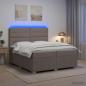 Preview: ARDEBO.de - LED Boxspringbett mit Matratze Taupe 200 x 200 cm Stoff