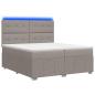 Preview: LED Boxspringbett mit Matratze Taupe 200 x 200 cm Stoff