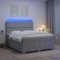 Preview: ARDEBO.de - LED Boxspringbett mit Matratze Hellgrau 200 x 200 cm Stoff