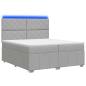 Preview: LED Boxspringbett mit Matratze Hellgrau 200 x 200 cm Stoff