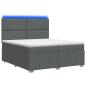 Preview: LED Boxspringbett mit Matratze Dunkelgrau 200 x 200 cm Stoff