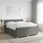 Preview: LED Boxspringbett mit Matratze Dunkelgrau 200 x 200 cm Stoff