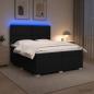 Preview: ARDEBO.de - LED Boxspringbett mit Matratze Schwarz 200 x 200 cm Stoff