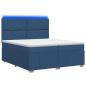 Preview: LED Boxspringbett mit Matratze Blau 200 x 200 cm Stoff