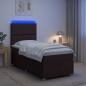 Preview: ARDEBO.de - LED Boxspringbett mit Matratze Dunkelbraun 80 x 200 cm Stoff